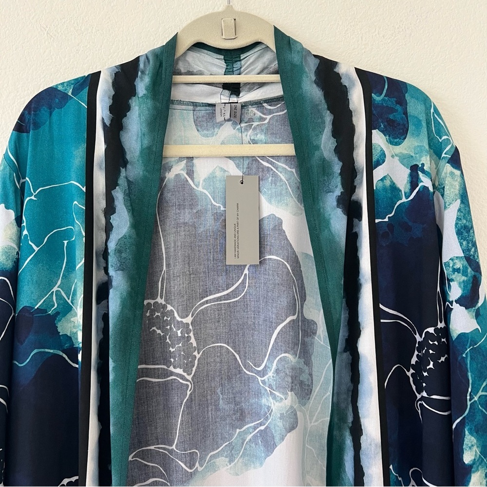 NWT Anthropologie Bl^nk London Rubina Watercolor Duster Kimono Boho Resort SZ OS - Picture 6 of 15